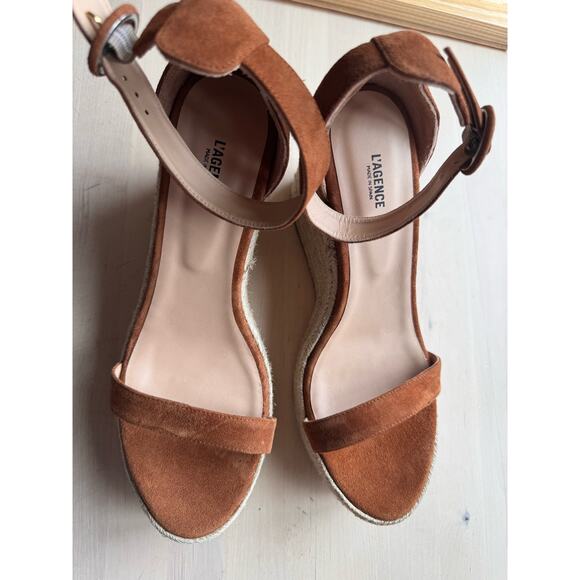 L'AGENCE Elysee Suede Espadrille Wedge Sandals  size 40/ us 10 - Picture 3 of 10